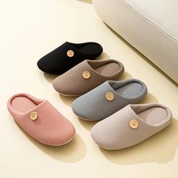 Slippers 2024 Warm Cotton For Women Men Indoor Flats Fluffy Mules Couple House Mute Slides Slip-on Soft