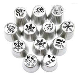 Baking Moulds 12Pcs Christmas Icing Piping Tip Nozzle Steel Cake Decorating Tools For Birthdays Wedding Dessert Pastry