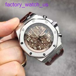 Iconic AP Wrist Watch Royal Oak Offshore Series 26470ST Steel Coffee Dial Back Transparent Men's Chronograph Fashion Leisure Business Sports Mechanical Watch
