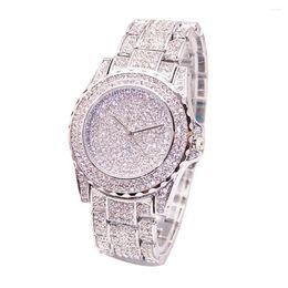 Wristwatches Women Quartz Watch Rhinestone Decor Golden Color Multi Chains Decorative Accurate Time Wide Strap Lady Wrist