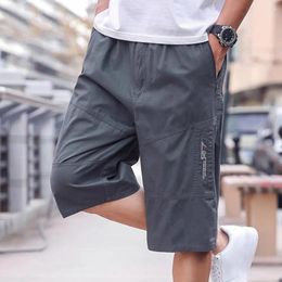 Men's Shorts Summer Cropped Pants Elastic Waist Zipper With Zippered Pockets Straight Wide Leg Athletic Streetwear