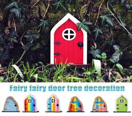 Cute Miniature Window Door Wooden Fairy Gnome Fairy Tale Gate Garden Lawn Ornament Miniature Window and Door Home Decoration Q08115237413