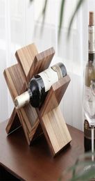 Tabletop Wine Racks Nordic Lattice Wood Storage Holder Decorative Wooden Bottle Rest Rack Bar Accessories Ornament Handicraft Furn6280964