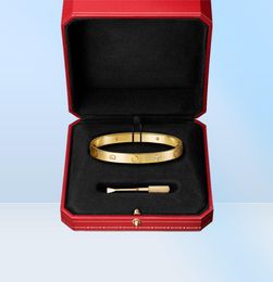 Love Bangle Bracelete with Screwdriver Designers Jewelry Gold Rose Platinum Bangles 4 Diamonds 61mm Bracelets Wedding Gift Titani7600885