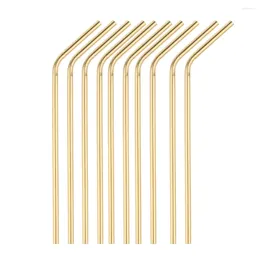 Drinking Straws 10 PCS Food-grade Gold Reusable 304 Stainless Steel Metal Straw