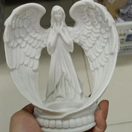 Decorative Figurines 1pc Feather Angel Crystal Ball Holder Wood Stand Base Sphere Globe Stone Decor Gift