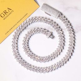 Wholesale Price 10mm Wide Single Row Vvs Moissanite Diamond 925 Silver Cuban Link Chain for Mans Hip Hop Rapper Necklace