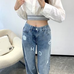 Jeans Womens Designer undefined Trousers Women pants Pear Shaped Figure Petite Embroidered Letters High Waist Straight Jeans American High Street Smokey Pipes