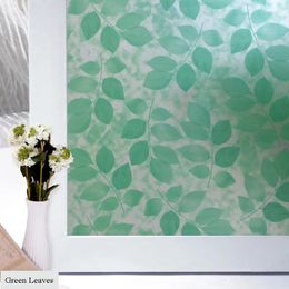 Window Stickers Green Leaves Glue Adhesive Decorative Self Static Cling Privacy Glass Film High Film45cm X 400cm