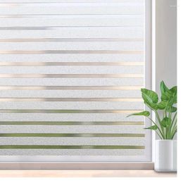 Window Stickers LUCKYYJ Sticker Striped Decal Non-Adhesive Privacy Film Glass Tint For Home Kitchen And Office