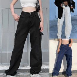 Women's Jeans Womens Baggy Cargo Pants Streetwear Hip Hop Joggers Sweatpants Drawstring Casual Loose Japanese Y2k Wide Leg Trousers