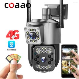 Surveillance Camera 4G SIM Outdoor 10X Auto Tracking V380 Security Protection 360 IP CCTV Video WiFi 3.6mm 6mm Dual Lens