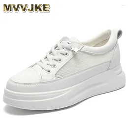 Casual Shoes 2024 White Platform Sneakers Women Girls Shoe Pu Leather Loafers Slip On Vulcanised Thick Sole Chunky