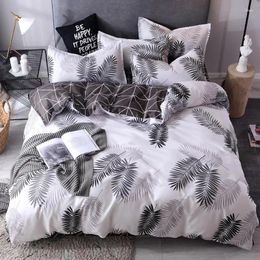 Bedding Sets 3/4pcs/set Nordic Style Set Leaves Pattern Duvet Cover Flat Sheet Pillowcase Bedclothes Bed Linen Euro For Adult