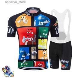 Cycling Jersey Sets M Bean 2023 Team Short Seve Cycling Jersey Set Breathab MTB Mountain Racing Bike Jersey Bib Shorts Men Cycling Clothings L48