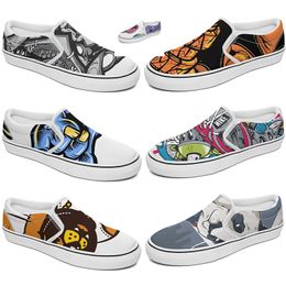 Customized Slip On Casual Shoes Men Women Classic Canvas Sneaker Black White Pink Brown Green Fire Red Mens Trainers Outdoor Shoe GAI