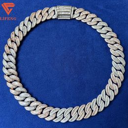 Hip Hop Jewellery Iced Out Diamond Silver 925 Vvs Baguette Moissanite Miami Cuban Link Chain Mens Necklace