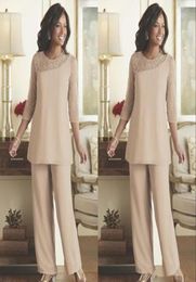 Mother Of The Bride Groom Pant Suits 2019 Summer Spring Chiffon Custom Made Long Sleeves Plus Size Wedding Guest Wear Mother Dress7156785