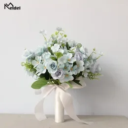 Decorative Flowers Meldel Artificial Flower Wedding Bouquet Silk Rose Girl Bridesmaid Sister Fortune Ball Begonia Home Decor