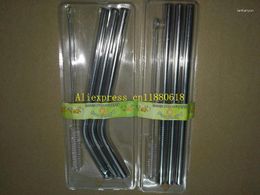 Drinking Straws 500sets/lot Est 3pcs 8mm X215mm Straight & Bend Stainless Steel Straw 1pcs Brush With Retail Package