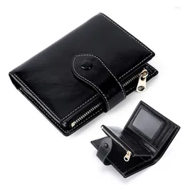 Wallets Leather Wallet Women's Vintage Zero Short Multi Functional Headcoat Cowhide Oil Wax Slot Fashion