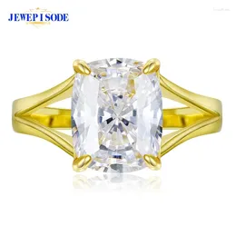 Cluster Rings JEWEPISODE 18K Yellow Gold Color 8x10MM Radiant Cut 5A Zircon For Women Man 925 Sterling Silver Anniversary Jewelry