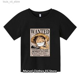 Clothing Sets New One Pieces Tshirt Kids Fans Gift Clothing Girls Tshirt Baby Boys Luffy T-shirt Summer t Short Sleeve T240415