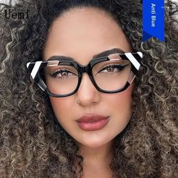 Sunglasses Frames Retro Colorful Anti Blue Light Women Glasses Fashion Cat Eye Frame Trending Clear Lens Reading Computer Female Eyewear