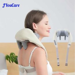 JYouCare massager for neck shoulder Heating muscle kneading shiatsu shawl Cervical body back Massage sensitive areas masajeador 240403