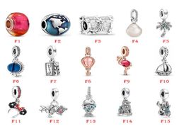 NEW 925 Sterling Silver Fit Charms Bracelets Bird Air Balloon Ship Mouse Airplane Fish Globe Charm for European Women Wedding Original Fashion Jewelry1016789