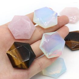 Decorative Figurines Home Decoration Natural Rose Quartz Opal Tiger Eye Stone Hexagram Shape Reiki Energy Healing Crystals Ornaments 1PC