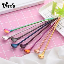 Drinking Straws 2Pcs Long Straw Spoons 304 Stainless Steel Reusable Stirring Honey Juice Drinkware Bar Accessories Party