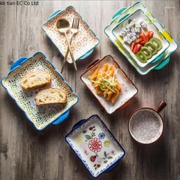 Plates Nordic Home Ceramics Innovative Binaural Set Can Be Used In Microwave Ovens Western Tableware Breakfast Baking Tray Fruit Plate