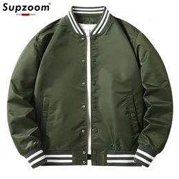 Supzoom Arrival Rib Sleeve Cotton Fashion Single Breasted Casual Pilot Ins Bomber Baseball Jacket Loose Cardigan Solid Coat 240402