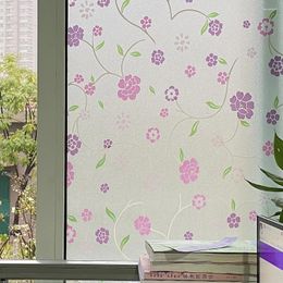 Window Stickers 1/2 M Stained Flower Decorative Film Privacy Frosted Adhesive Uv Protective Decal Matte Glass Sticker