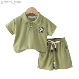 Clothing Sets New Summer Baby Clothes Suit Children Boys T-Shirt Shorts 2Pcs/Set Toddler Fashion Casual Costume Infant Outfits Kids Tracksuits Y240415Y24041785RI