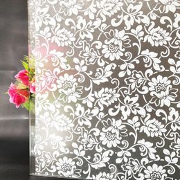 Window Stickers 60x300 Cm White Flowers Decorative Film Htv Self Adhesive Privacy Stained Foil Frosted