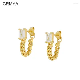 Stud Earrings CRMYA Gold Colour For Women Fashion Piercing CZ Zircon Initial Chain Female 2024 Jewellery Wholesale