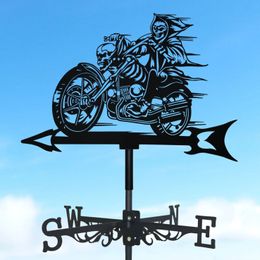 Metal Skull Knight Weather Vane Standing Decor Roof Weathervane Garden Yard Halloween Decoration For Shed Home Fence Post 240403