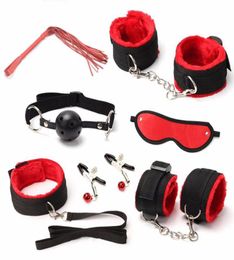 Massage 7pcs Set Fetish Couple Flirt BDSM Sex Bondage Restraint Sexy Handcuff Leather Erotic Adult Games Cosplay Sex Toys For Coup1013707