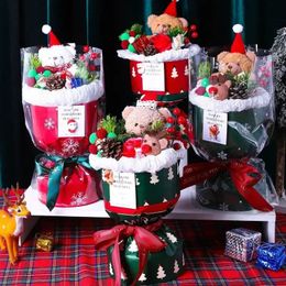 Christmas Valentines Day Gift Creative Plush Doll Bouquet Decoration Girls Birthday 240401