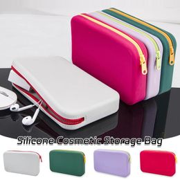 Storage Bags Square Silicone Cosmetic Bag Portable Multifunctional Travel Makeup Brush Holder Women Waterproof Organizer