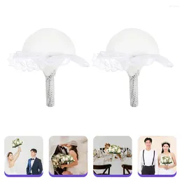 Decorative Flowers Flower Bouquet Holder 2pcs Wedding Floral Handle For DIY Bride Artificial Fresh Party Supplies