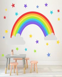 Retail Kids Cute Rainbow Star wall stickers home decor Art wall sticker Children waterproof Decal Wallpaper girls Bedroom Decorati1489966