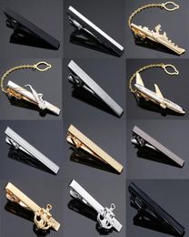 Nieuwe en hoge kwaliteit lasergravure tie clip fashion style goud zilver en zwarte mannen zakelijke tie pin gratis Levering2188308