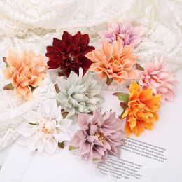 Decorative Flowers Chrysanthemum Artificial Silk Heads For Wedding Home Decoration DIY Wreath Gift Box Scrapbooking Craft Fake Flower Head