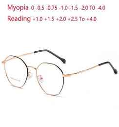 05 075 To 40 Stainless Steel Nearsighted Glasses Women Men Metal Polygon Prescription Eyeglasses 10 15 40 Sunglasses4891478