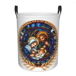 Laundry Bags Holy Family Jesus Christ Mary Dirty Basket Waterproof Home Organizer Clothing Kids Toy Storage