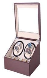GENBOLI US Plug Watch Winders Brown PU Leather Collection Storage Box Watch Display Jewellery Automatic Mechanical Winder Box8189372