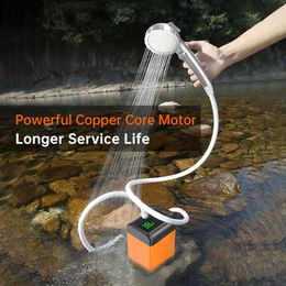 Outdoor Camping Shower Pump with Intelligent Digital Display Electric Portable Water Flowers Pet Bathing Tools 240412